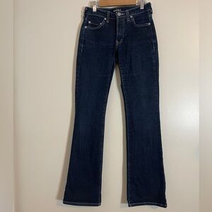 Bebe Jeans Womens 26 Blue Low Rise Flare Y2K Revival Normcore Dark Wash Tall